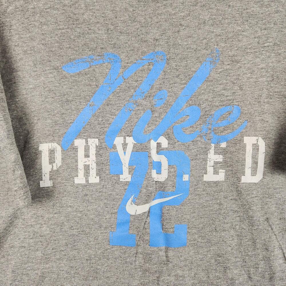 Nike Shirt Mens 2XL Gray Phys Ed 72 Graphic Logo Athletic Outdoors Sports Casual